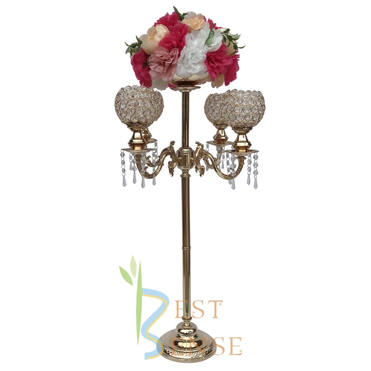 

35" Crystal candelabra with flower bowl wedding centerpiece for wedding table