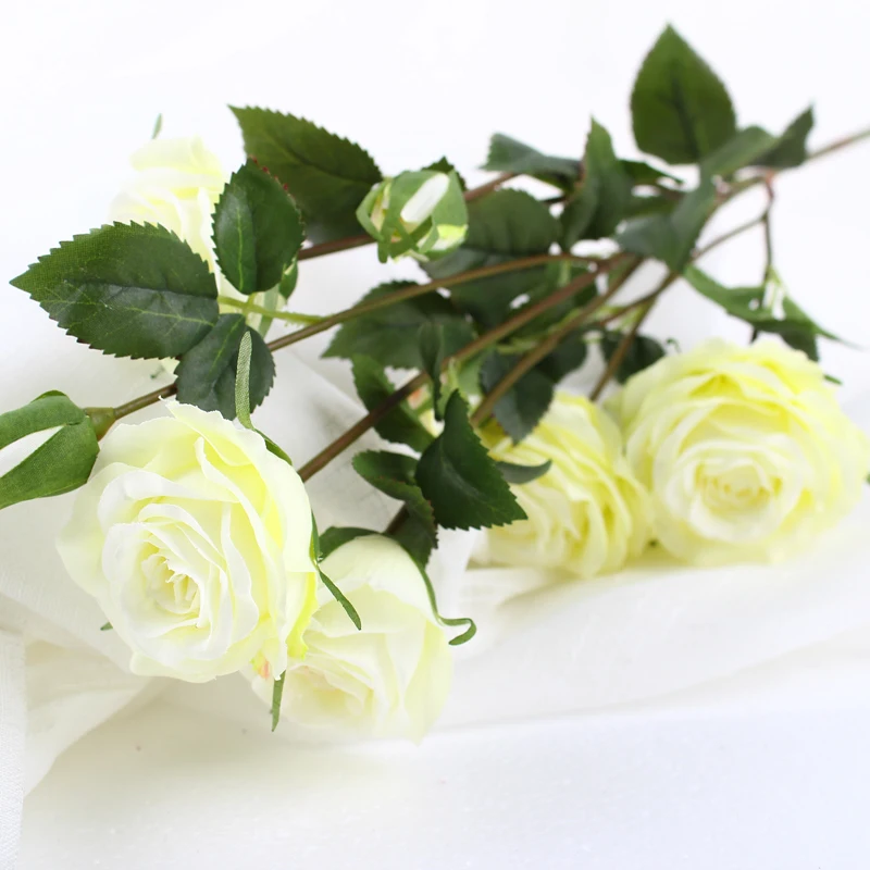 
7 cm Diameter Mini Rose Bouquet White Color Wedding Decoration Arrangement Artificial Silk Rose Flower Heads for Flower Wall 