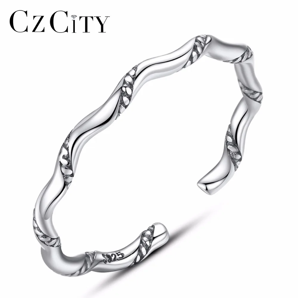 

CZCITY New Fashion Silver Hand Band Fashionable 925 Engagement Sterling Handmade Boy Stylish Men Ring