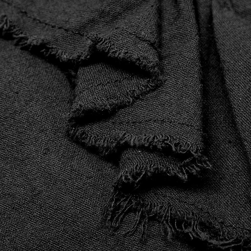 WY873 Steampunk Vintage Wash Inelastic Linen Long Sleeve Men Shirt