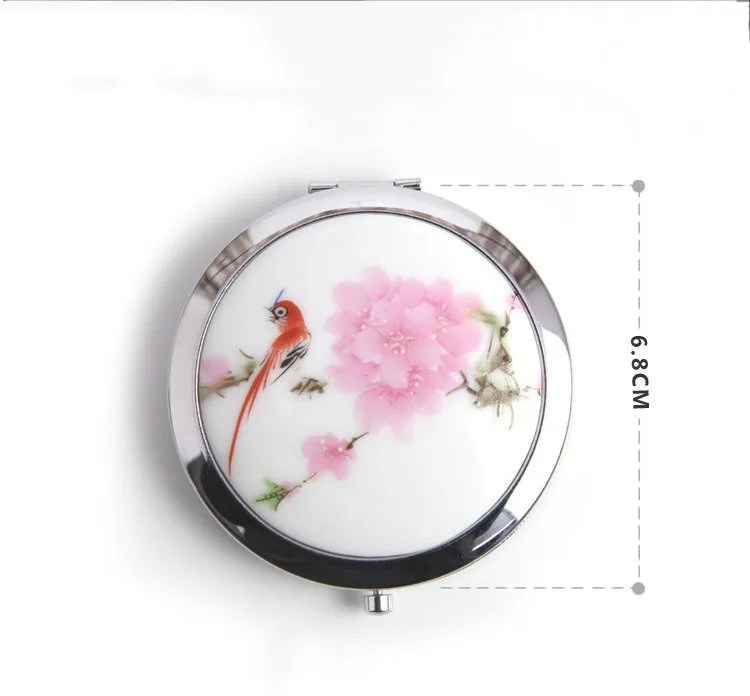 

Wholesale Blue and white porcelain pocket mirror custom personalized cosmetic Oval hand Compact Mirror