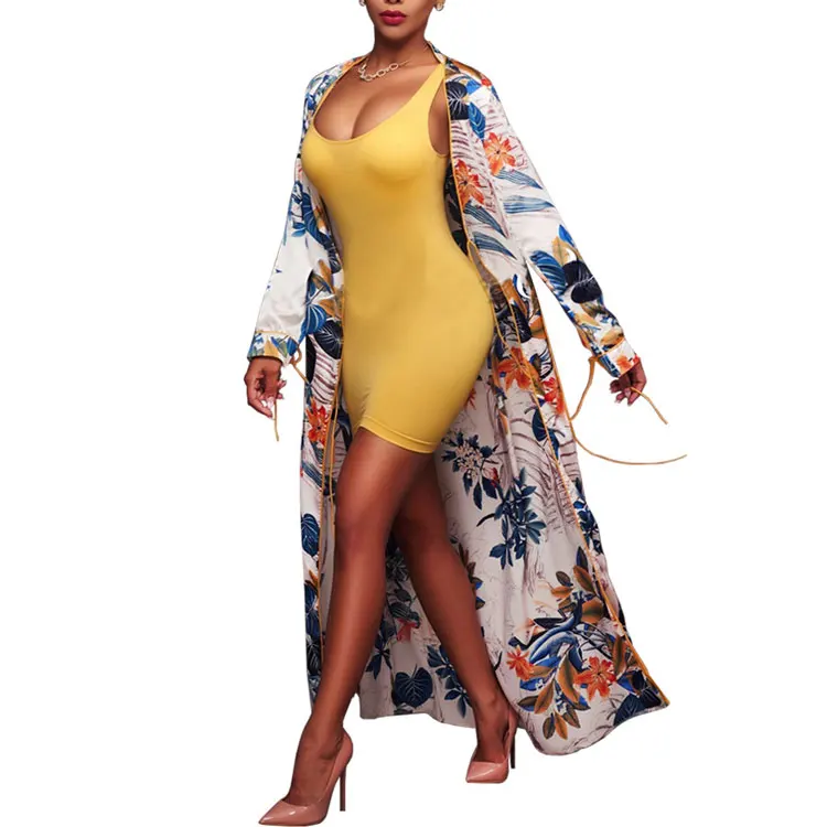 

80622-MX117 chiffon women long print top and blouses swimsuit blouse