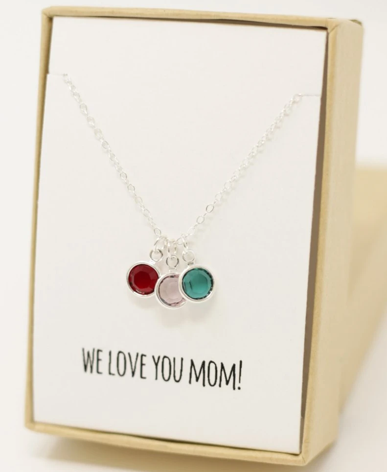 birthstone charm necklace for grandma
