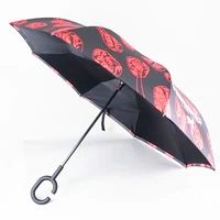 

Hot selling custom logo printed Inverted Umbrella with C handle