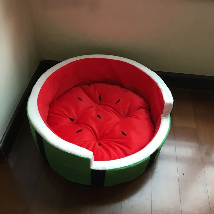 

Wholesale hot sale Amazon popular top quality creative design cute fruit watermelon shape luxury cat nest pet dog bed, As photo