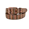 Trendy Full Metal Nails Studded Brass Cow Hide Wrap Belt