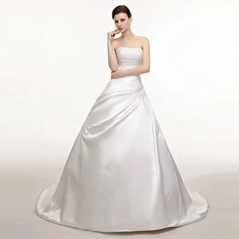 Buy New Recommended Fashional Long Train Bridal Gowns Strapless