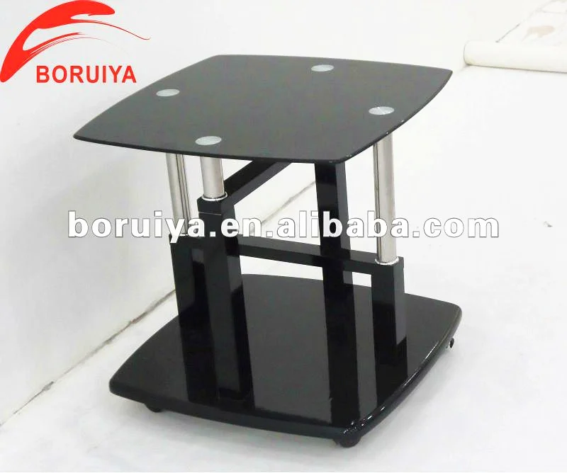 black glass side table