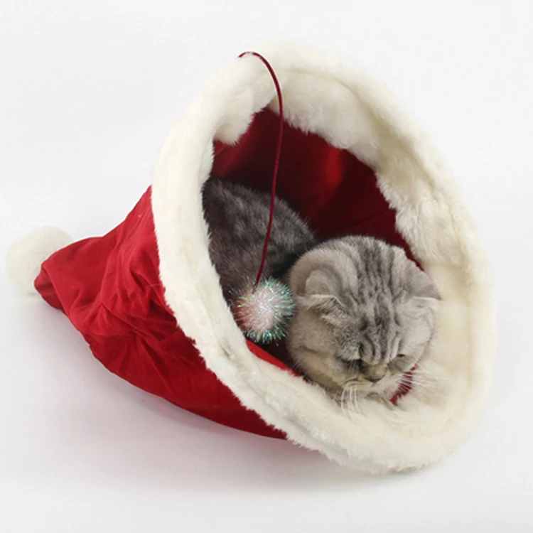 santa hat cat house