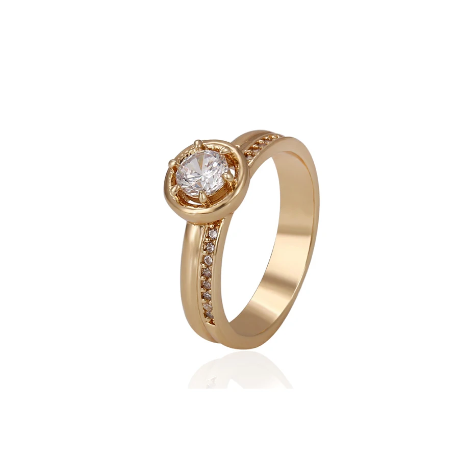 

14710 Fine jewelry copper alloy finger ring wholesale girls' fashion 18k gold color ring