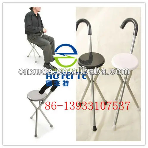 Tripod Walking Stick,Lightweight Folding Walking Seat Cane For Elderly