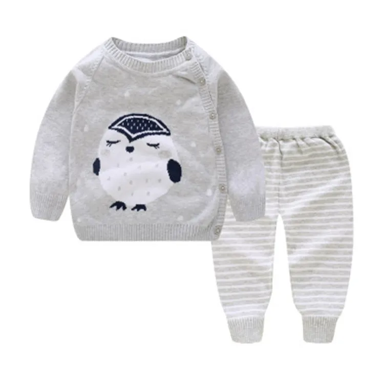 

ZQ038 Cartoon pattern lovely fall newborn baby children's clothing set sweater, As photo