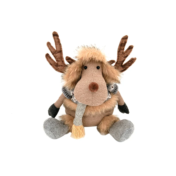 
Soft Leg Christmas Reindeer Statue Girl Plush Fur Reindeer Table Decoration for Shelf Decor Home Holiday 