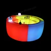 Foshan PE plastic glass top LED light bar counters square pub table