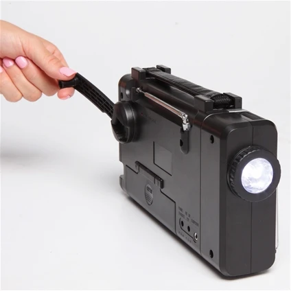 
Solar Powered Dynamo Wind Up Rechargeable AM FM Radio Music with LED Torch Dynamo Multifunction Solar Radio 