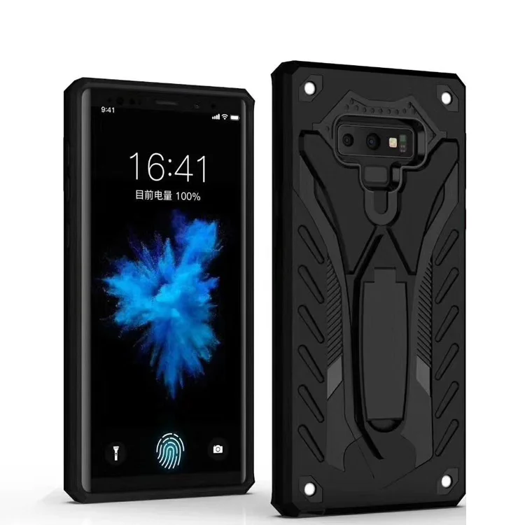 

2018 hot selling phone case and accessories hybrid tpu pc case for samsung note 9 with kickstand cover, Multi;black;pink;blue;gold;silver...
