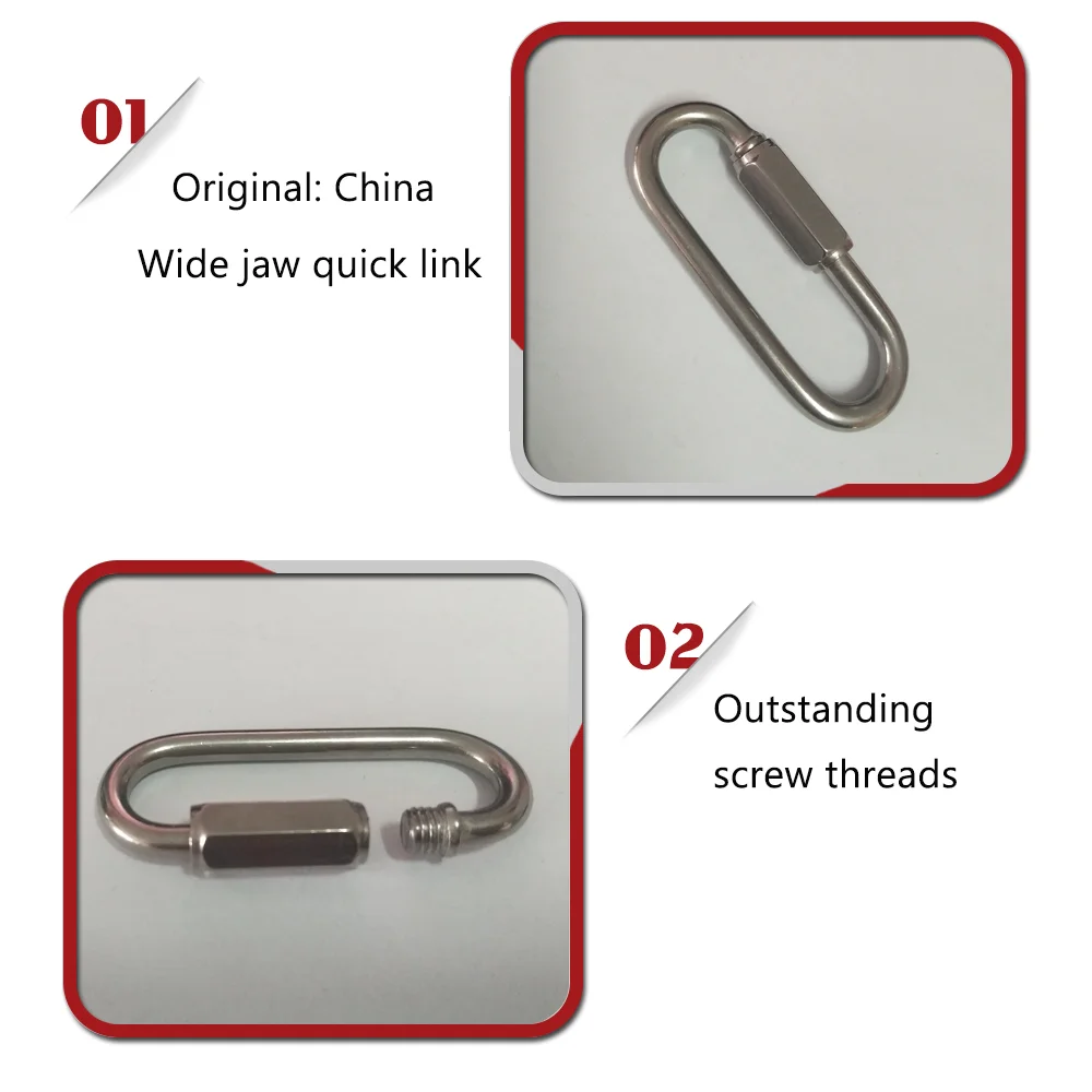 BT-508 5*50mm Stainless Steel 304 Stainless Wide Jaw Straight Quick Link MAILLON RAPIDE