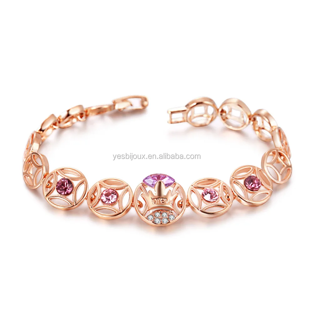 

red gold filled bracelet with crystal fashionable women bijoux