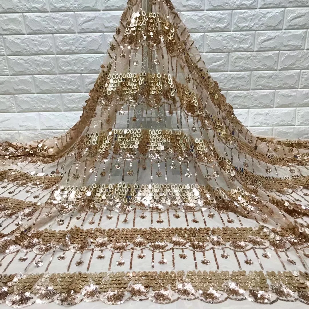 

Beautifical Wholesale african lace fabric sequins french net lace fabric gold sequins lace 5yards for dress fabric ML5N328, 4 different colors