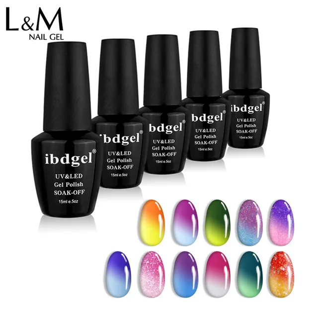 

L&M ibdgel nailart soak off uv gel temperature change gel polish OEM, 72 colors