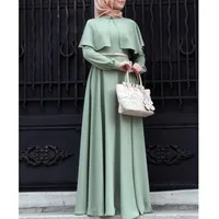 

Real photo! New Elegant Muslim Maxi Dress With Long Sleeves Spring Autumn Long Robes Dresses Ladies Middle East Islamic Clothing