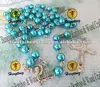 2013 blue religious pearl rosary, ABS material rosary, plastic rosary