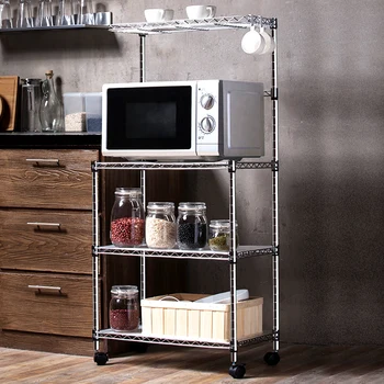 Home Usage Floor Standing Metal Chrome Microwave Oven Rack Home Usage Floor Standing Metal Chrome Microwave Oven Rack