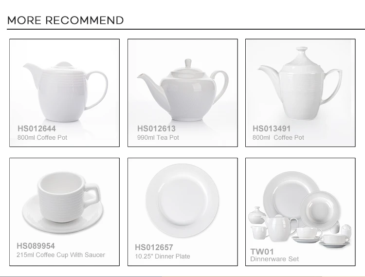 Restaurant Real Durable Dinnerware White Teapots Porcelain Set Porcelain Oval For Parties&