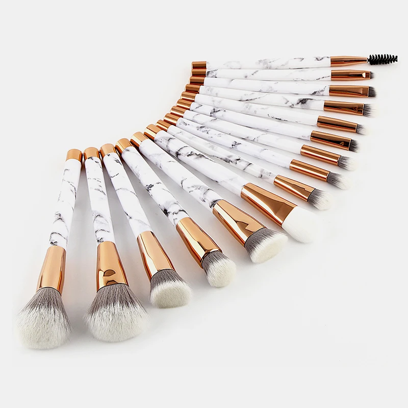 

Pro Art High Quality Cosmetic Makeup Brush OEM Brushes Custom 15pcs Marble Makeup Brushes Professional Makeup Brush Set, Gold;white;black