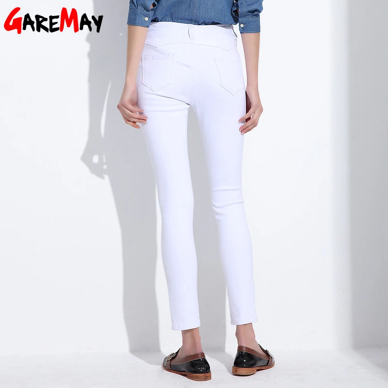 Women's Jeans 2018 Korean Femme Femininas White Denim High Waist Pencil ...