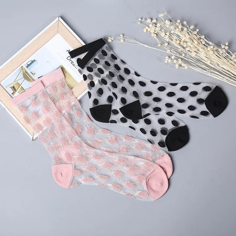 

New Korea transparent mesh large wave point in the tube socks glass stockings wholesale, Picture