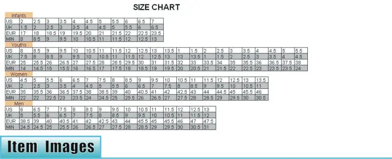 Footwear Size Chart In India