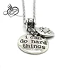 Stainless Steel Charms Inspiration Necklace, I Can Do Hard Things