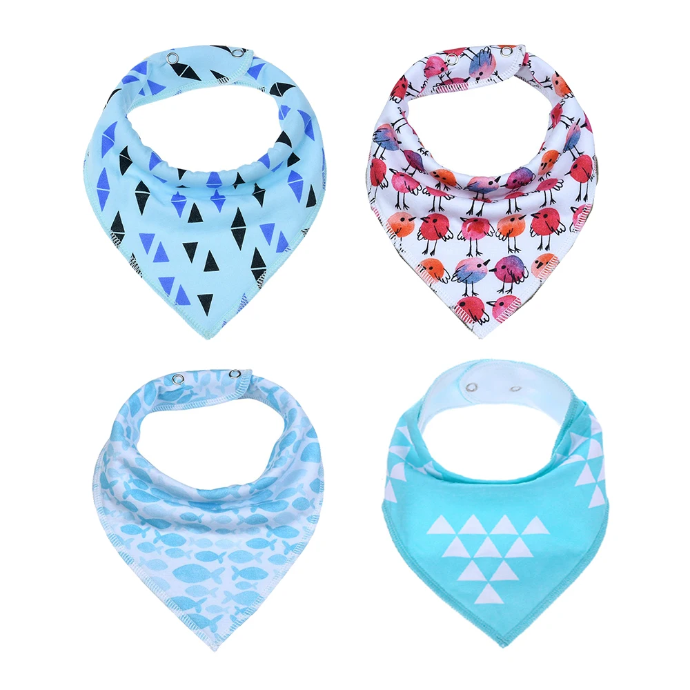 100/% Cotton 4-Pack Baby Bibs Feeding Bandana Drool Bibs Drooling and Teething