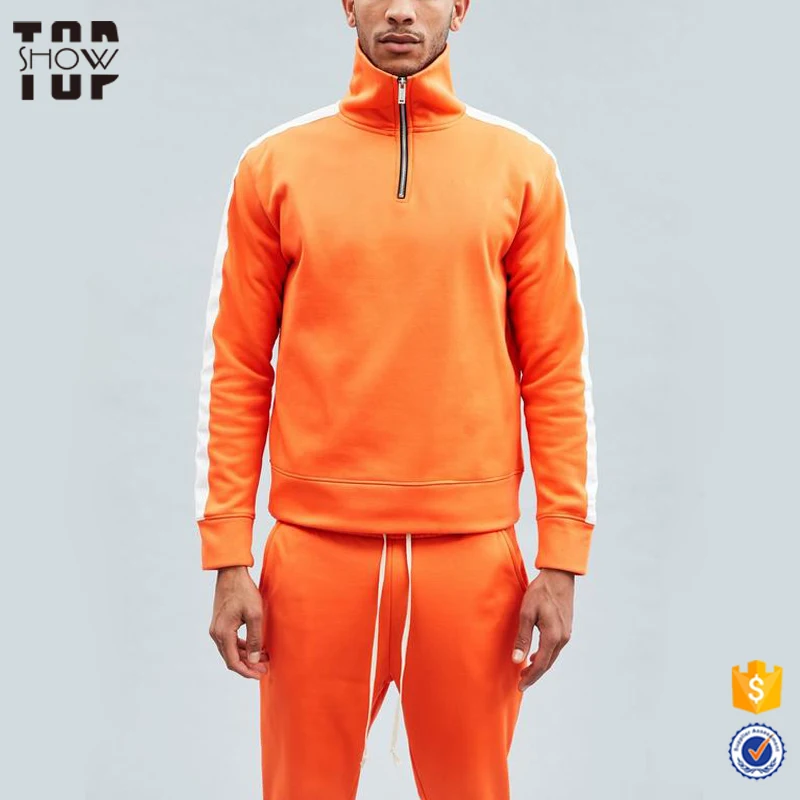 Custom Sports Wear 100% Polyester Half Zip Tracksuit With Side Stripes ...