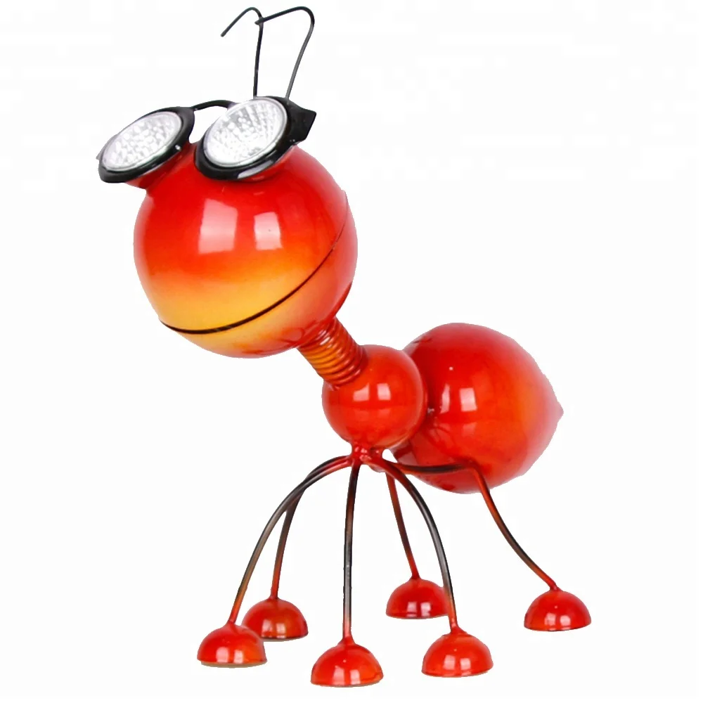 

Cute Animal Figurines Solar Powered Led Light Ant Garden Ornaments, Red solar ant garden ornaments