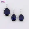 New models copper blue stone 925 silver bath women Engagement jewelry set