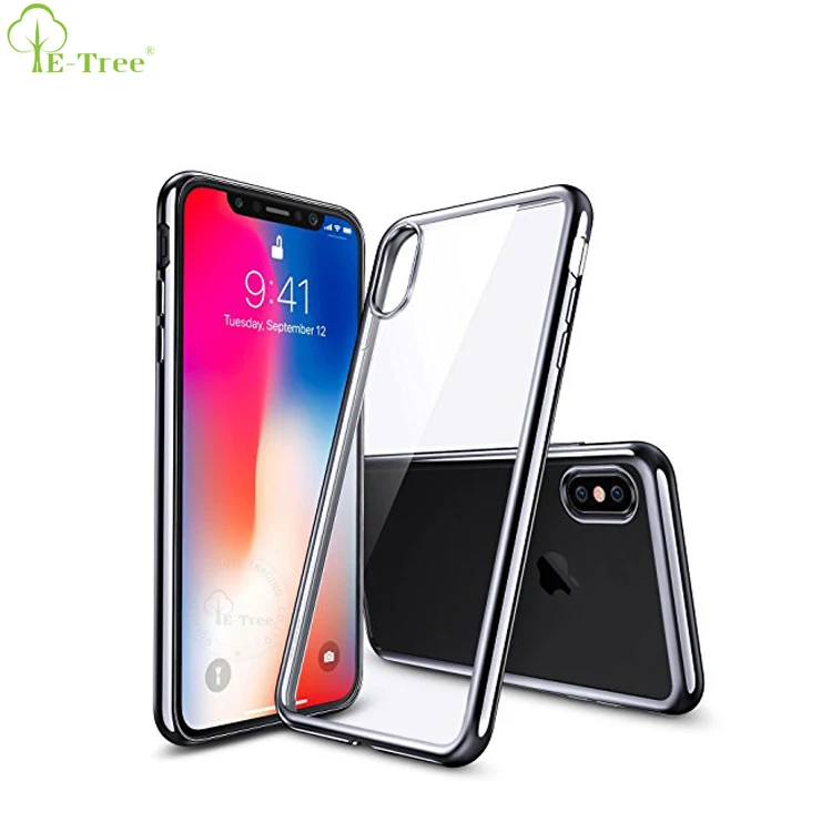 

Ultra Slim Plating Clear Soft TPU Gel Skin Protective Electroplating Phone Case For iPhone X