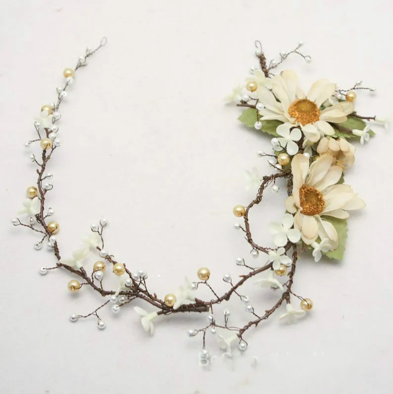 floral bridal hair wreath