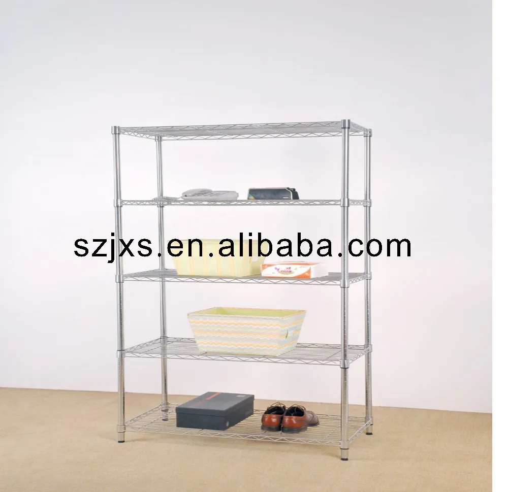 4tier Light Wire Rack With Wheels Chrome Plated Wire Shelving Rolling