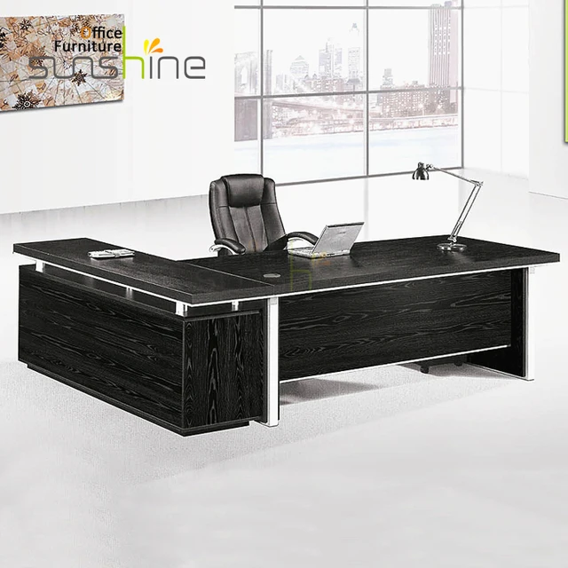 Commercial Office Desk Side Table Black Director Desk With Strong