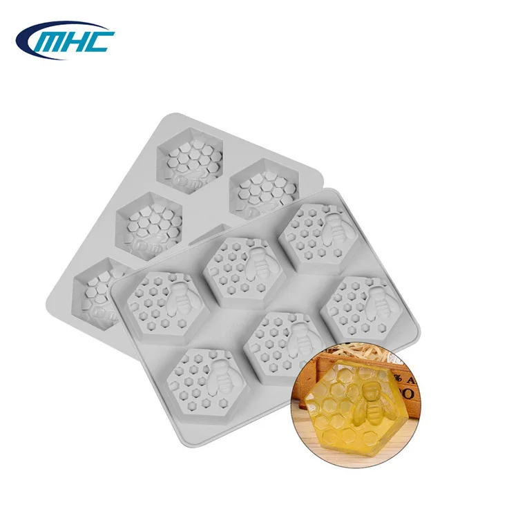 

Six cavity hexagon beecomb pattern silicone cake mold soap mold, Customized color