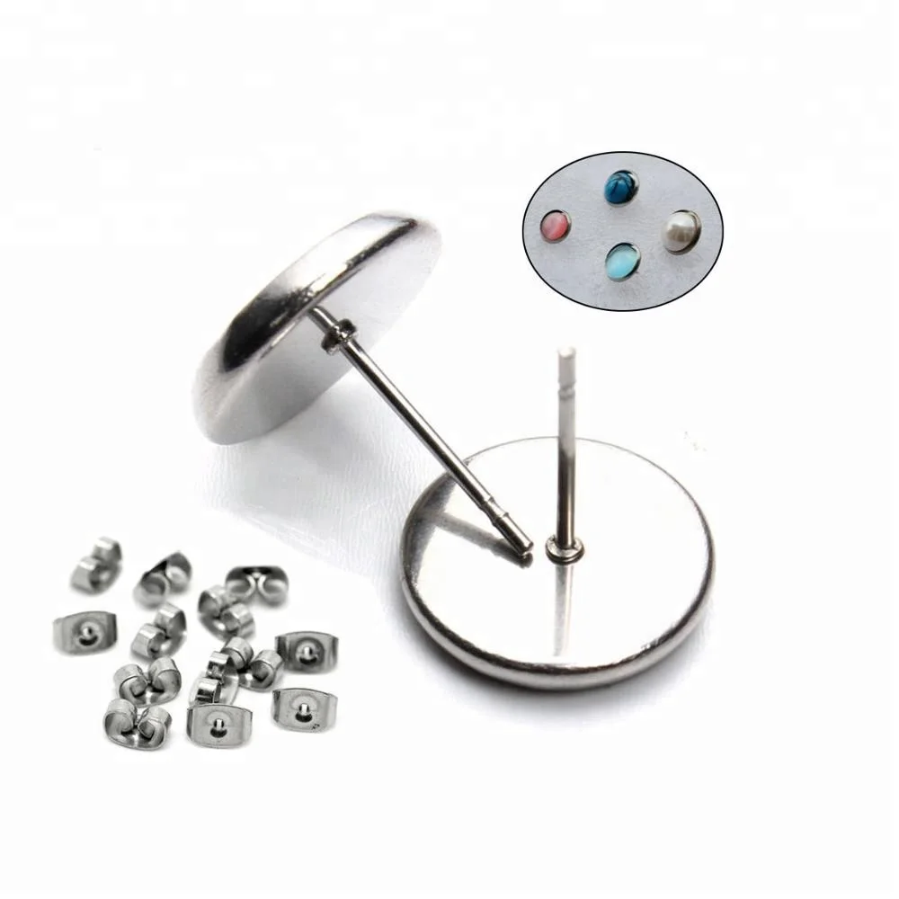 

Earring blank base 316L Stainless Steel Round bezel Earring Blanks /earring base with backs