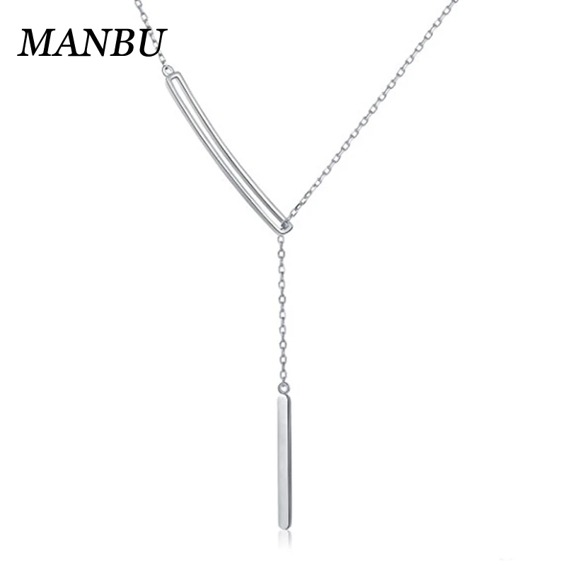 

bar necklace wholesale 925 sterling silver simple lariat chain necklace for women AM262, Picture