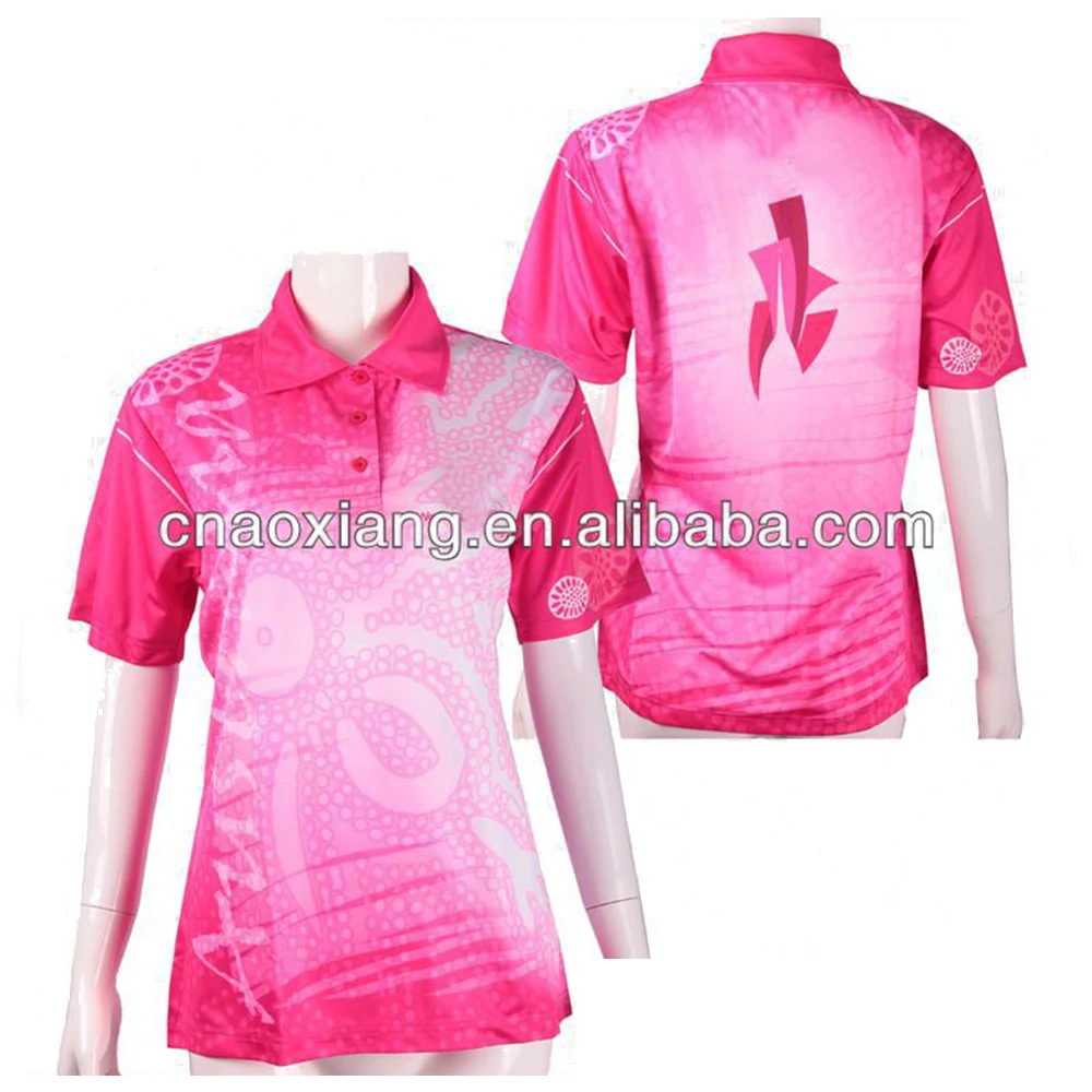 camisa polo rosa feminina