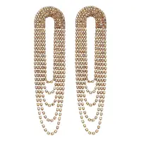 

HANSIDON Shiny Wedding Rhinestones Long Tassel Earrings Statement Dangle Ear Jewelry Accessories For Women