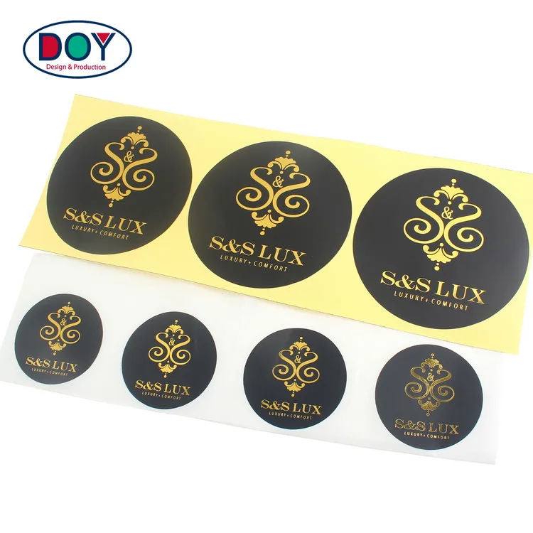 Private Design Custom Die Cut Adhesive Paper Stickers With Shiny Gold