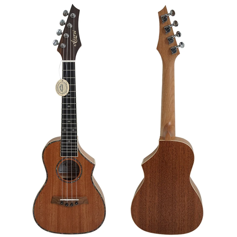 New Hot Sale Aiersi Brand solid top 24 inch concert Ukulele with cutaway