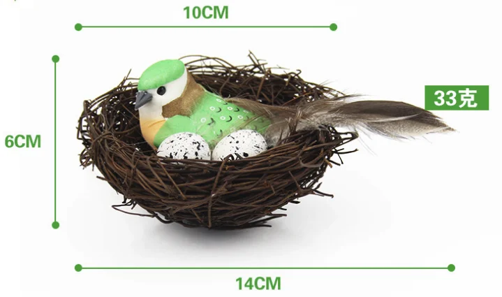 tJexePYK Artificial Pascua Nido de pájaro Natural Kit Incluye Nido Artificial de la ramita Nido Falso Espuma Aves de Plumas de Espuma Huevos Adornos de Artesanía Home Party Decor