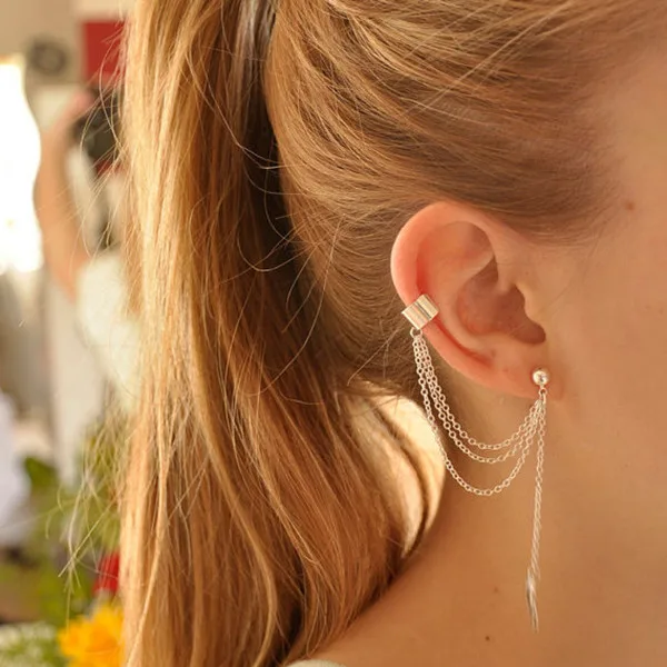 

Wholesale fashion Alloy jewelry leaf tassel earring with gold plated